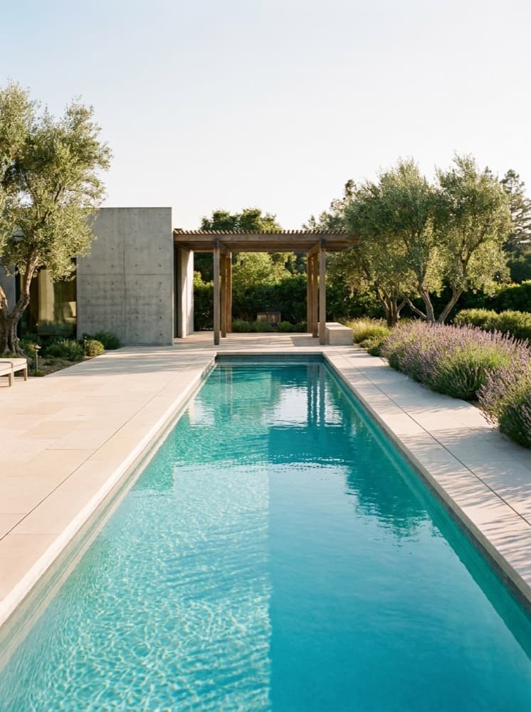 Pièce DP6 — insertion paysagère montrant la piscine intégrée dans le jardin existant