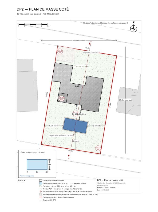 Plan de masse coté